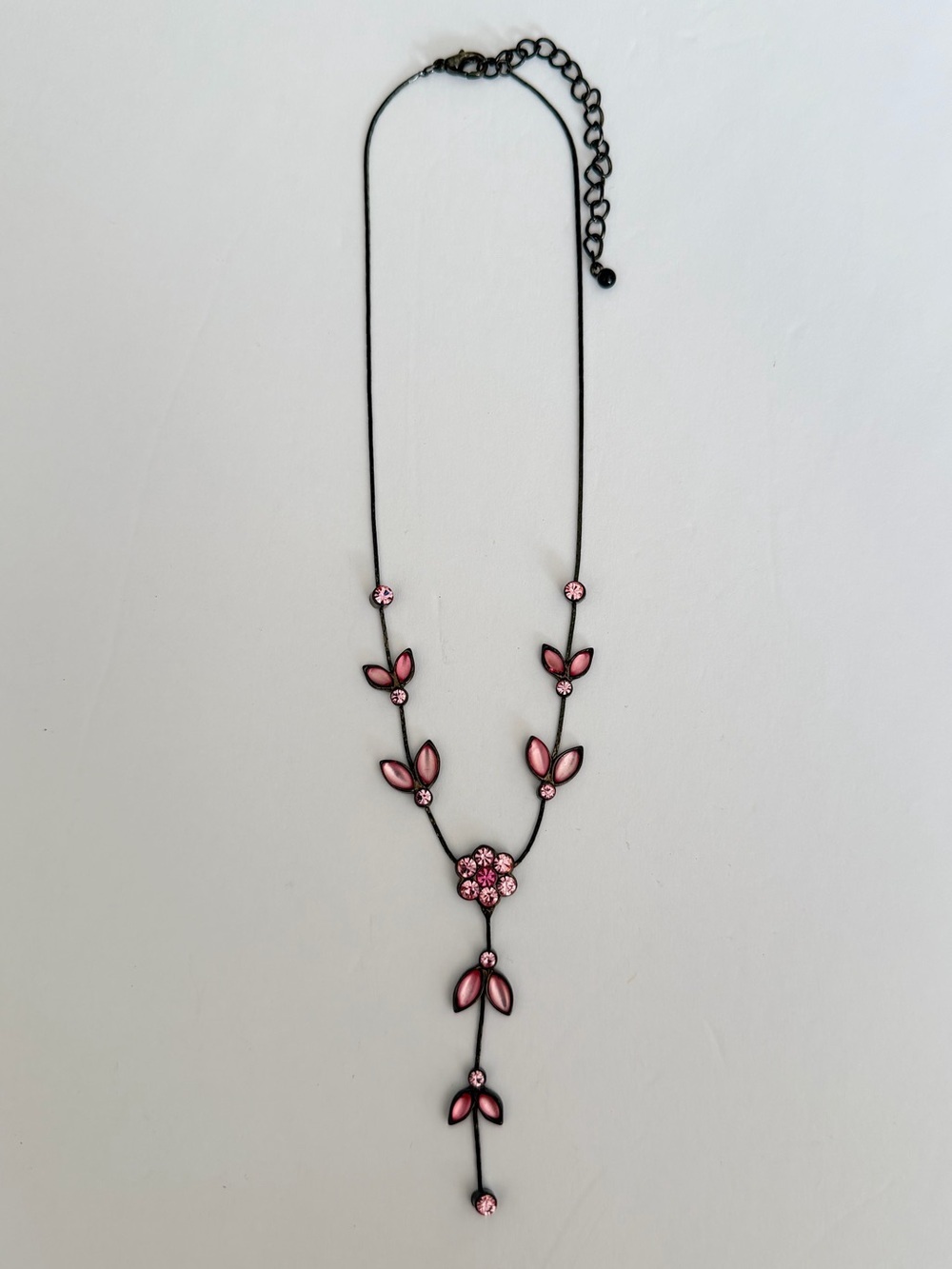Reformation vintage y2k Pink Floral Drop Necklace boho Jewelry